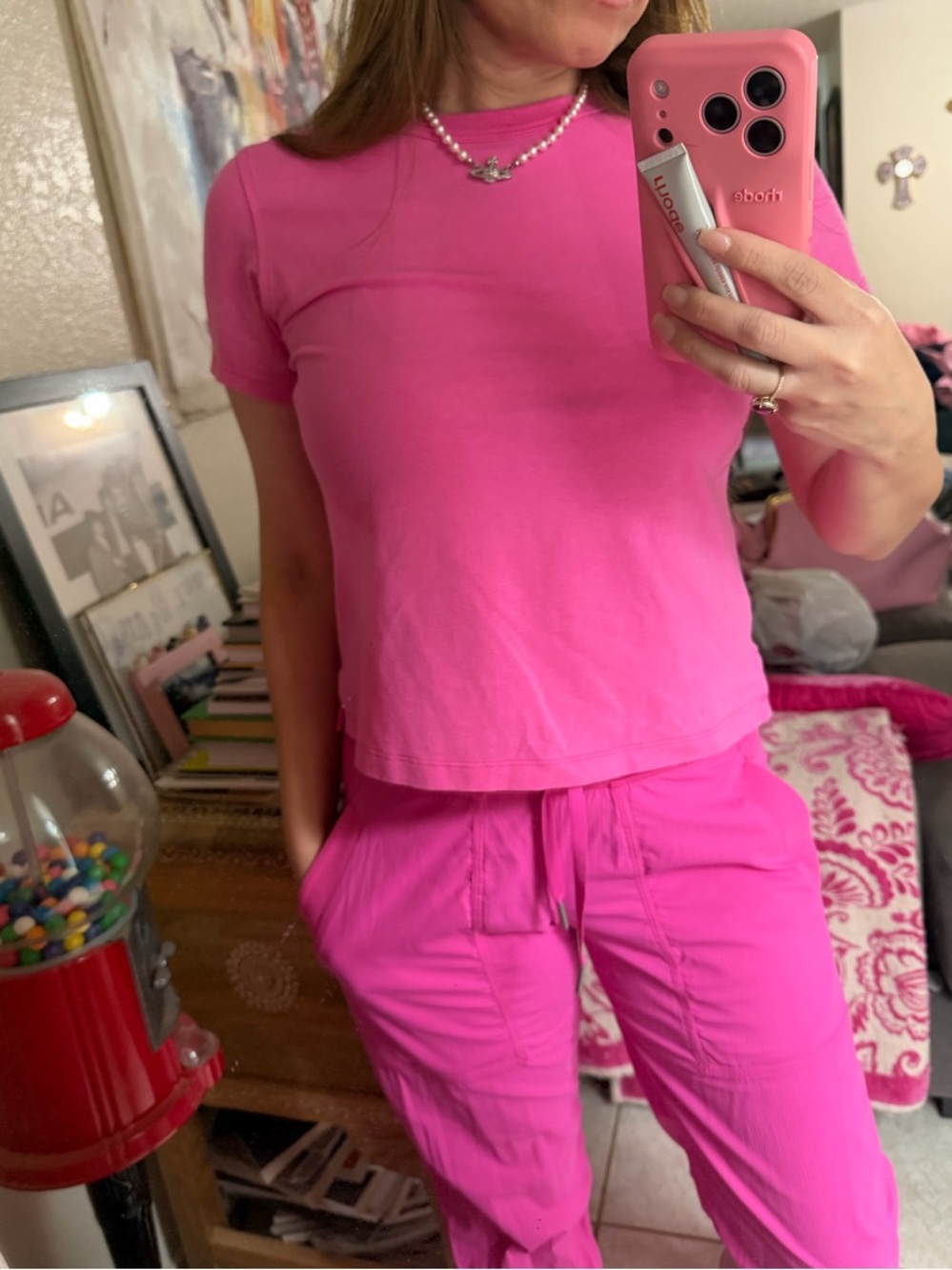 Lululemon Sonic Pink Set: Classic-Fit Tee (4) & Dance Studio Pants (2)
